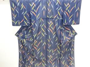 駒絽笹の葉模様小紋着物